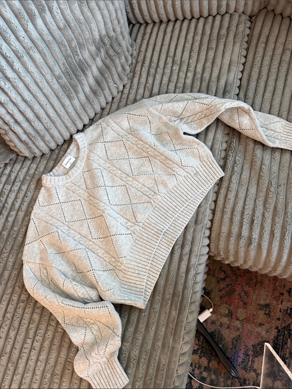 Sunday Best Cream Cable-Knit Crewneck Sweater